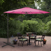 10ft Offset Outdoor Patio Umbrella With Hand Crank  Pink